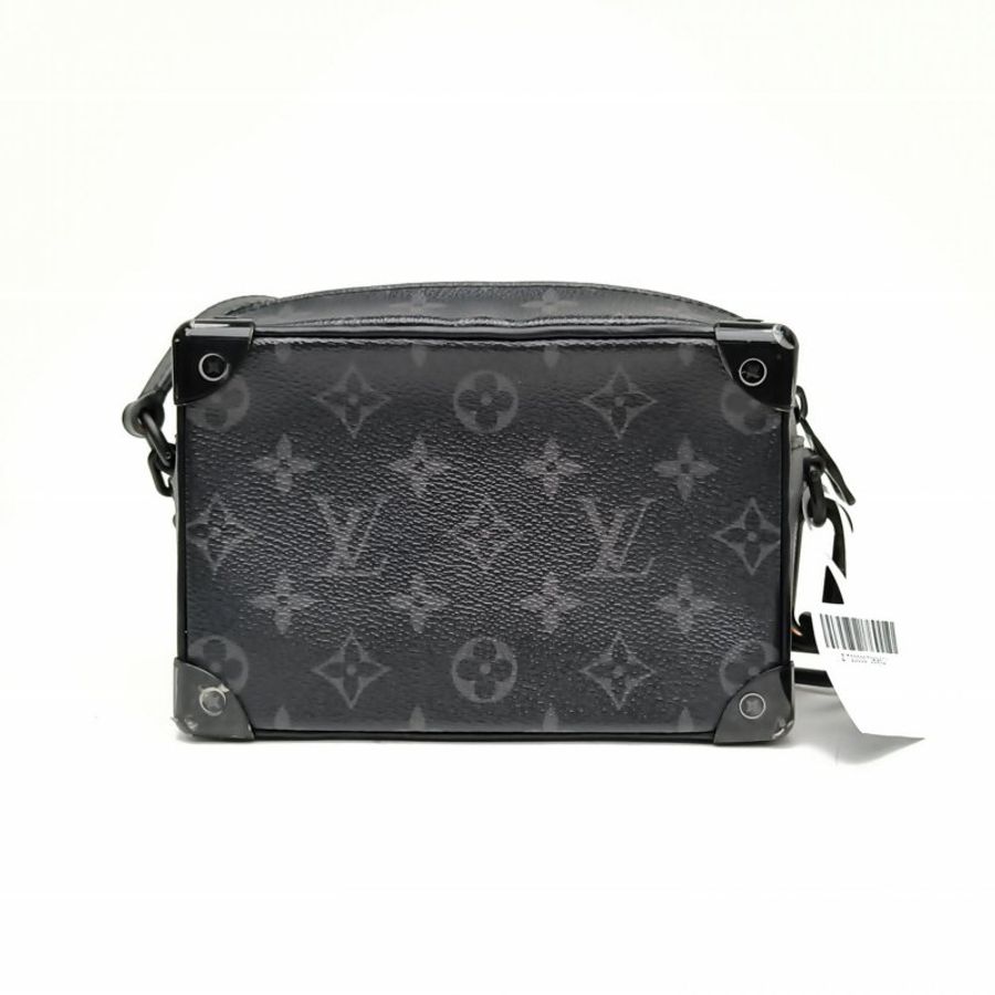 LOUIS VUITTON SoftTrunk軟盒子包迷你黑色PVC晶片老花肩背包-2
