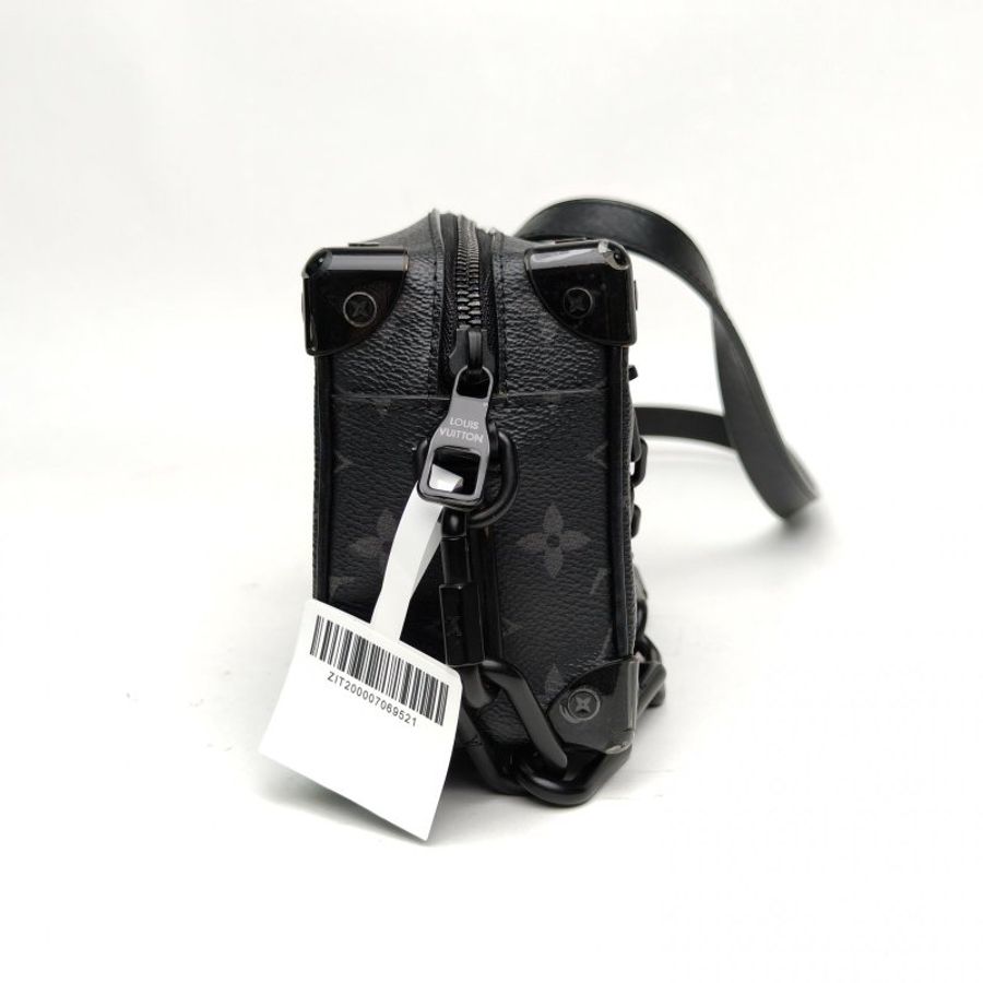 LOUIS VUITTON SoftTrunk軟盒子包迷你黑色PVC晶片老花肩背包-3