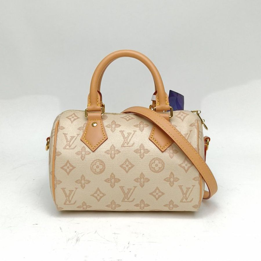 LOUIS VUITTON 白色帆布晶片speedy20周年限定肩背包-0