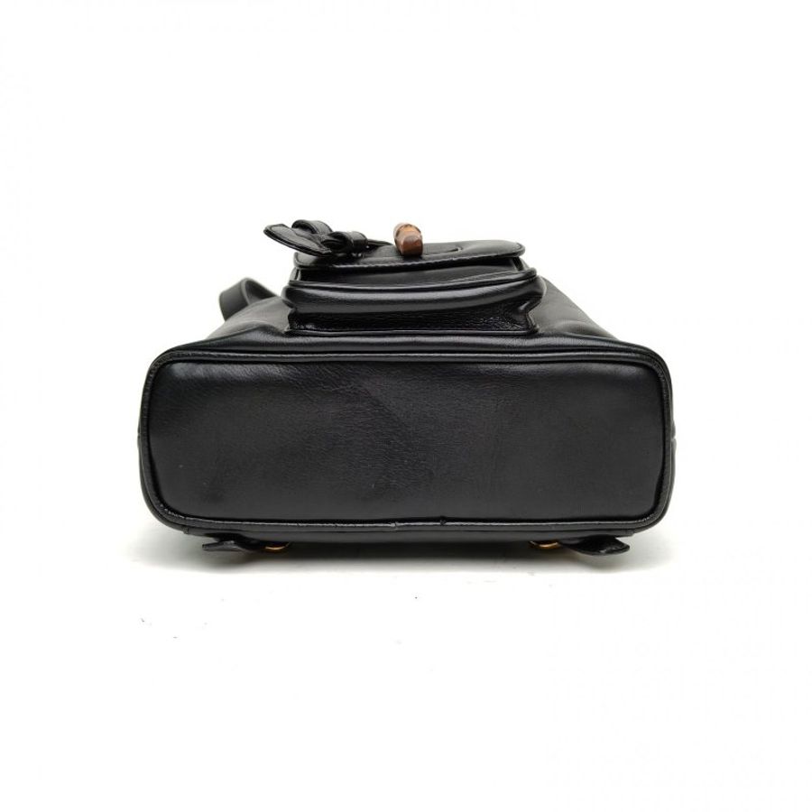 GUCCI 黑色牛皮中古mini竹節雙肩包肩背包-4