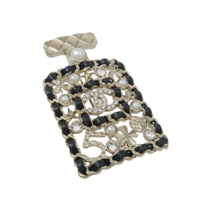 CHANEL 金屬/皮革Brooch胸針-3