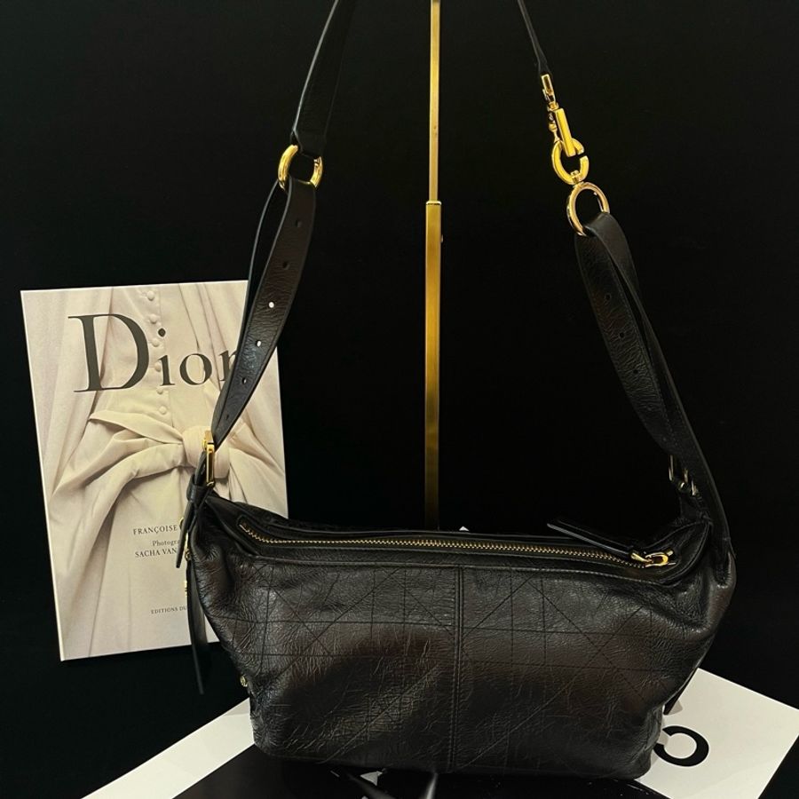 迪奧/Dior 小號 D-Journey 手袋 黑金手提包肩背包-1