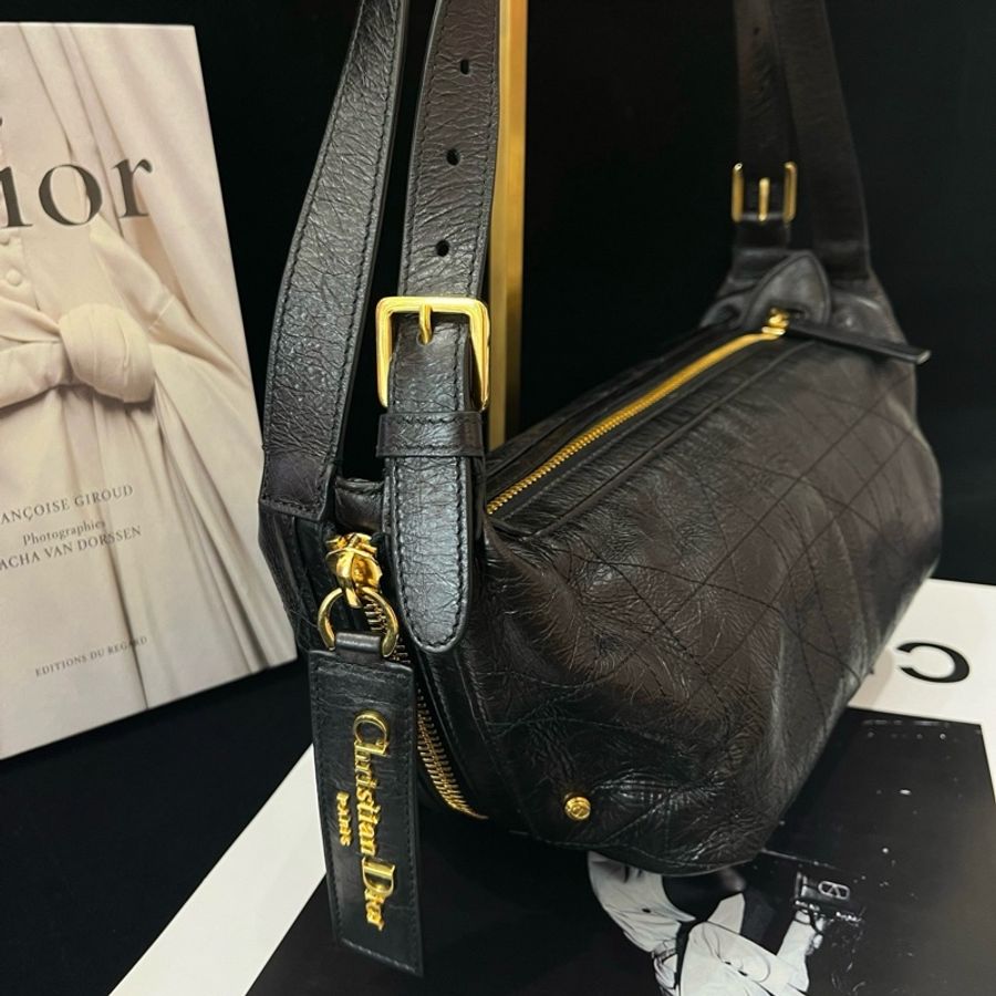 迪奧/Dior 小號 D-Journey 手袋 黑金手提包肩背包-2
