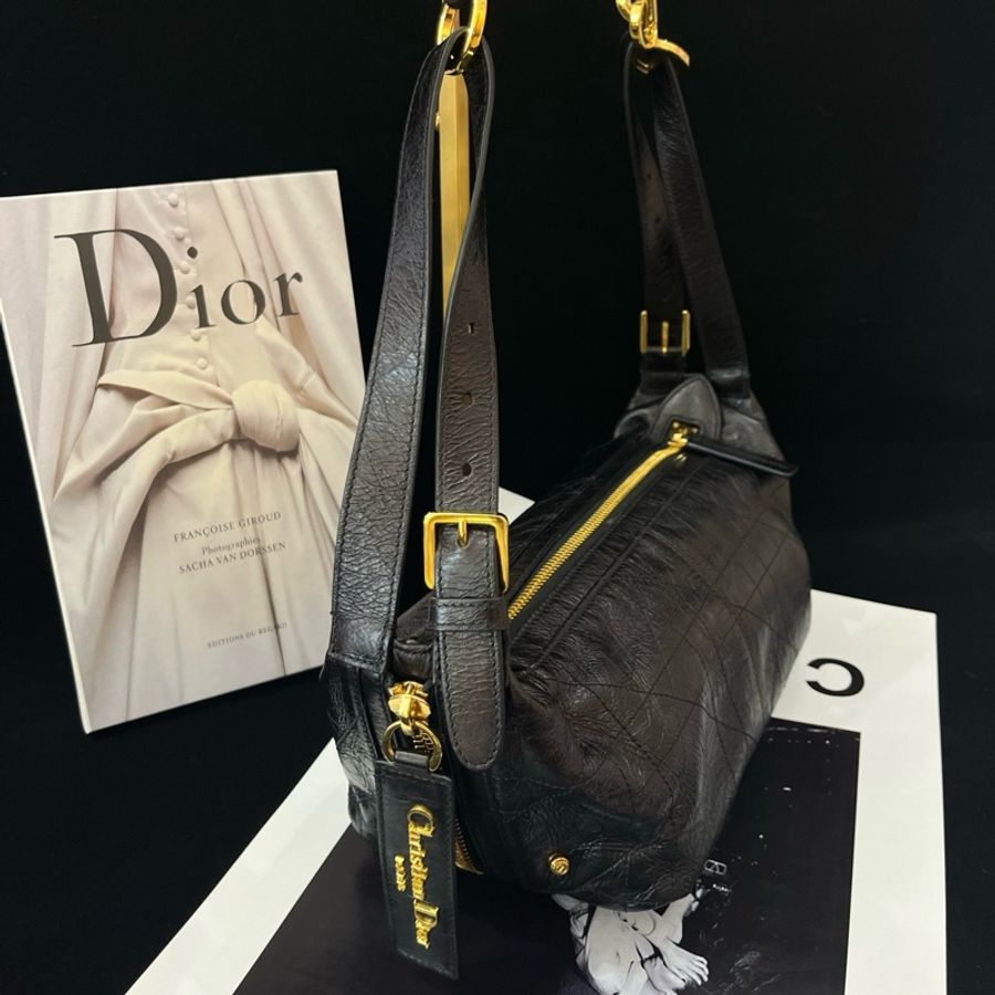 迪奧/Dior 小號 D-Journey 手袋 黑金手提包肩背包-3