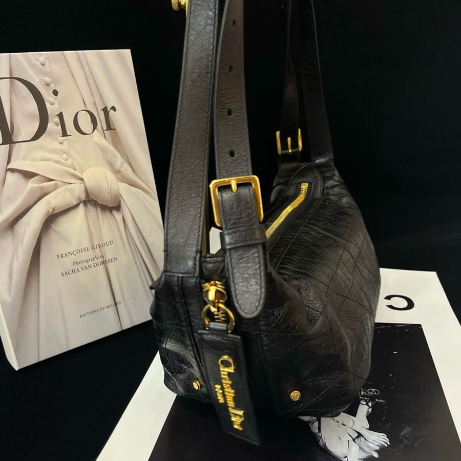 迪奧/Dior 小號 D-Journey 手袋 黑金手提包肩背包-4