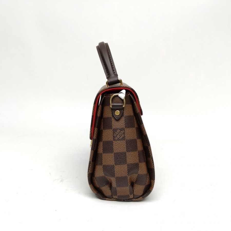 LOUIS VUITTON Croisette手柄郵差包棕色棋盤格PVC金扣肩背包-1