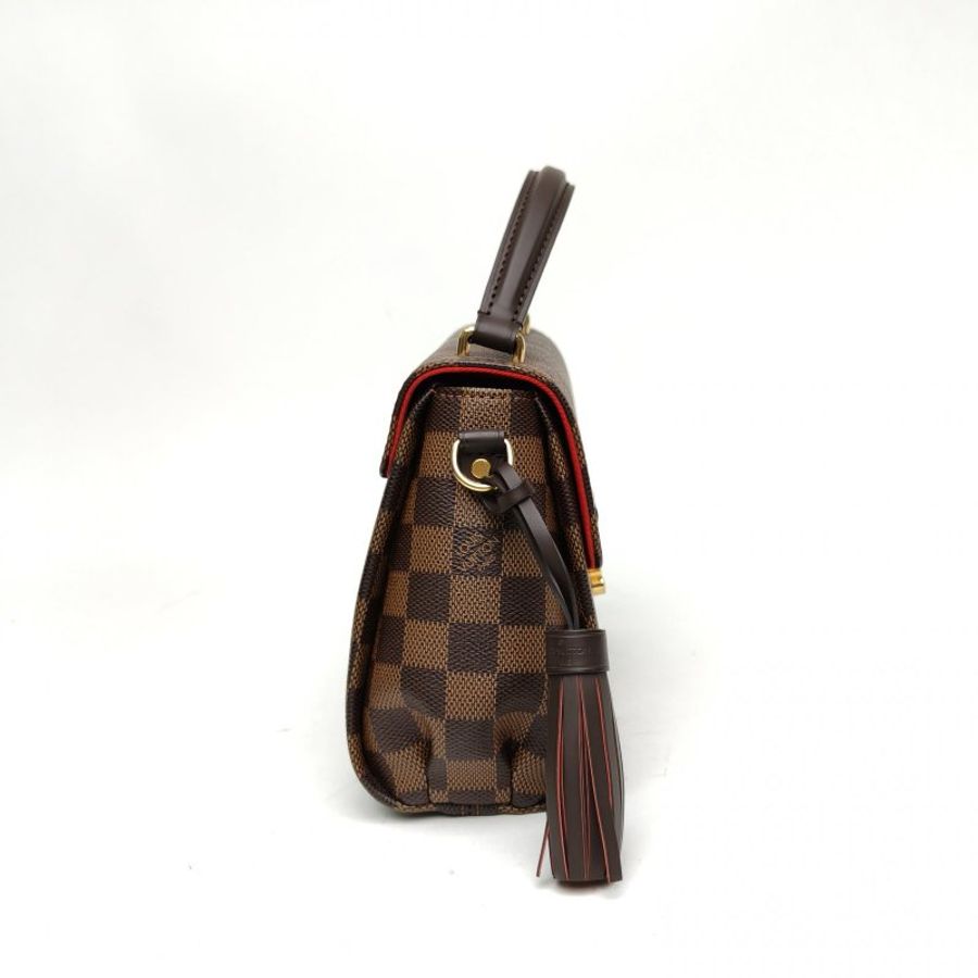 LOUIS VUITTON Croisette手柄郵差包棕色棋盤格PVC金扣肩背包-3