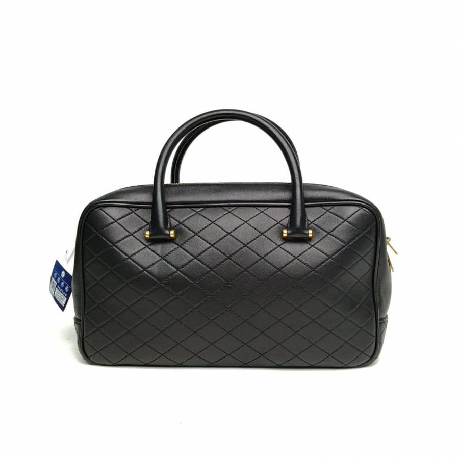 SAINT LAURENT 黑色牛皮金扣絎縫CASSANDRE拉鏈保齡球肩背包-3