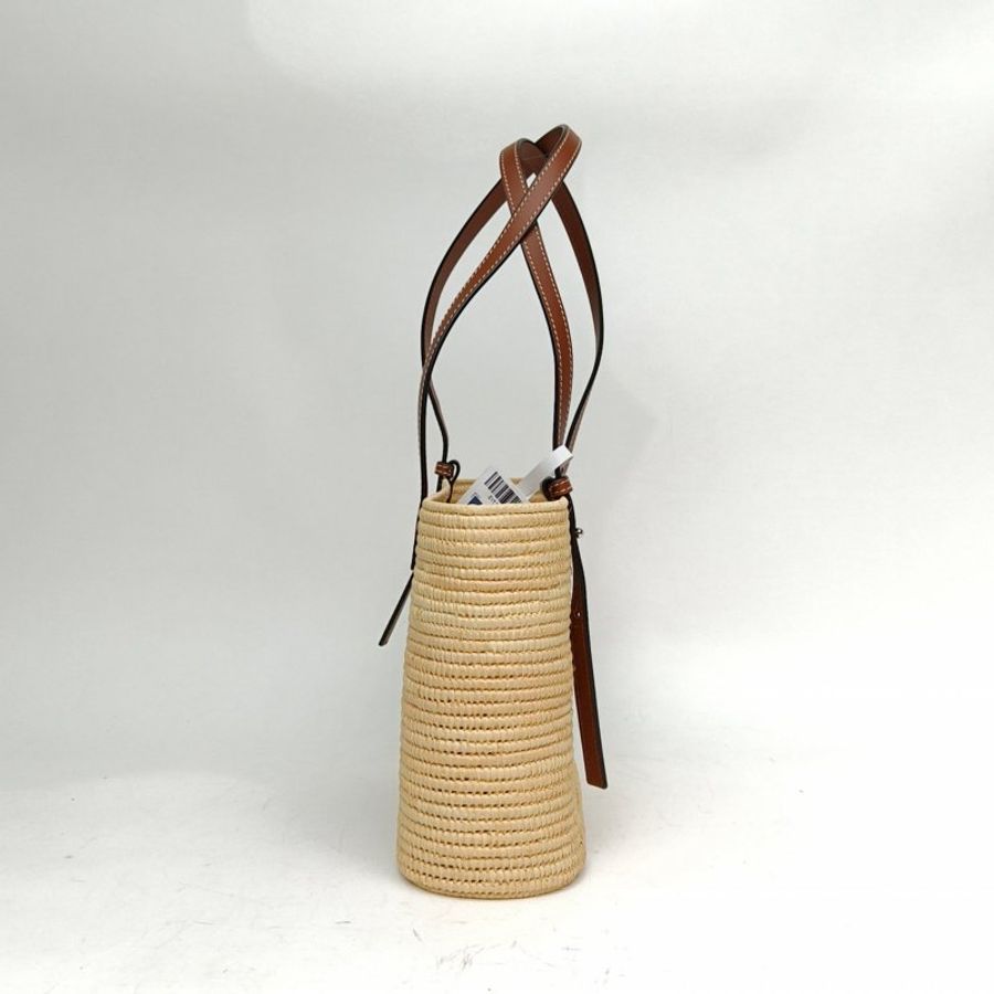 LOEWE Basket棕櫚葉草編籃子方形手袋小號薑黃色肩背包-1