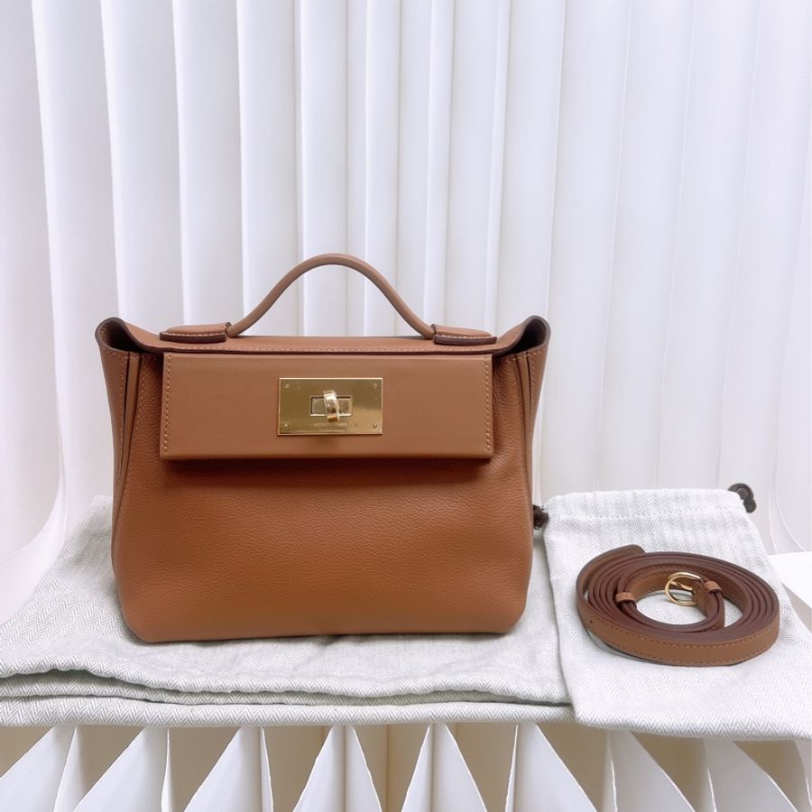 全新 Hermes mini 2424 金棕金釦 B刻-0