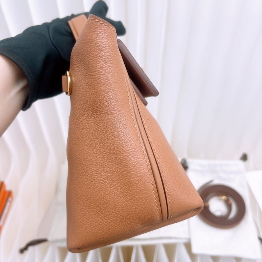 全新 Hermes mini 2424 金棕金釦 B刻-5