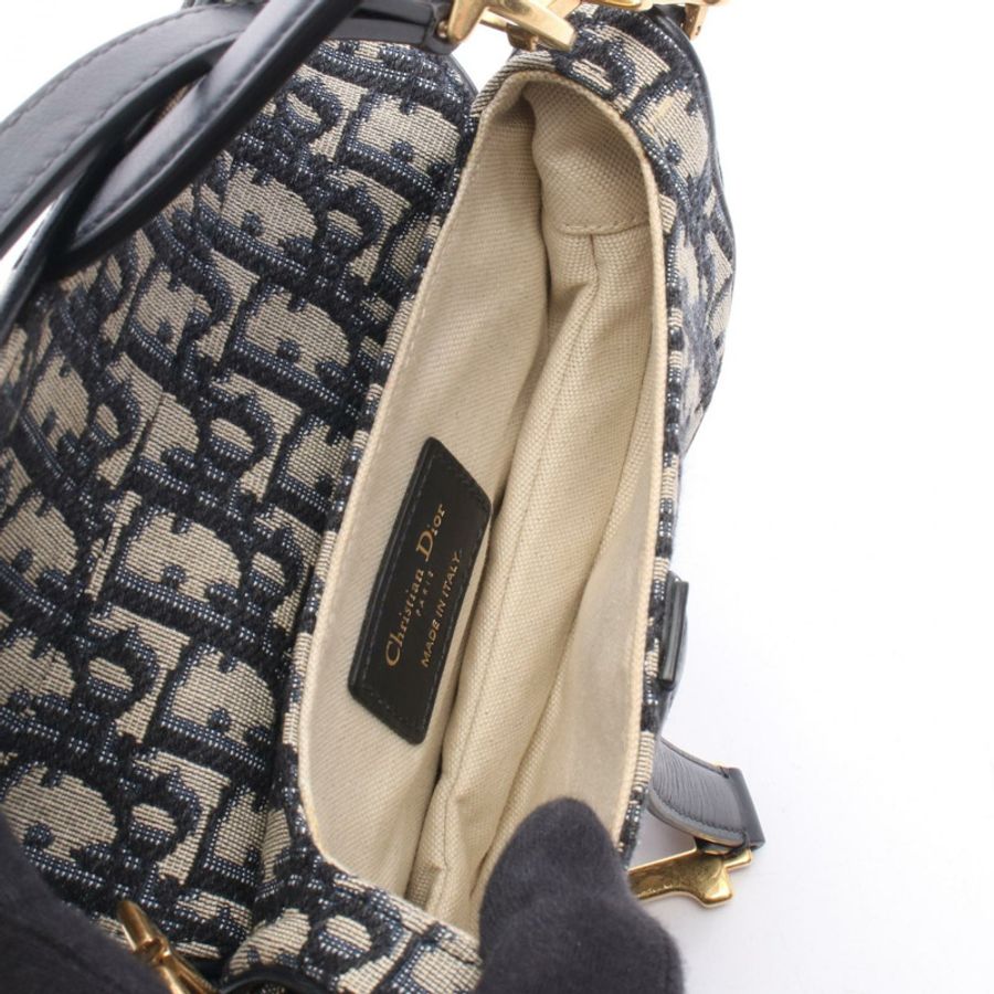 Dior SADDLE Oblique 手提包 M0447CTZQ 帆布皮革海軍藍米色 二手女士-2