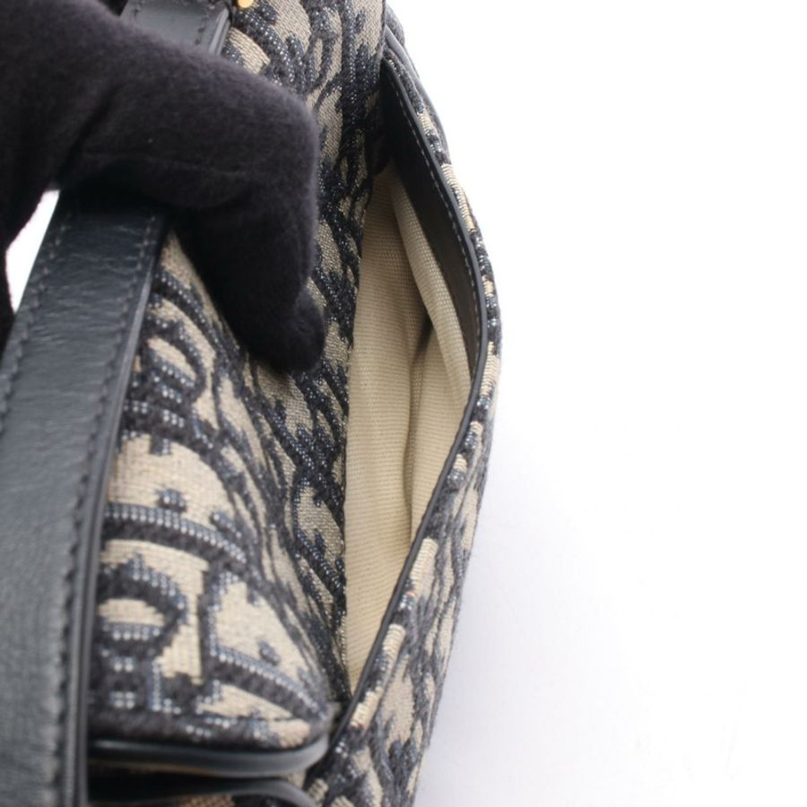 Dior SADDLE Oblique 手提包 M0447CTZQ 帆布皮革海軍藍米色 二手女士-5