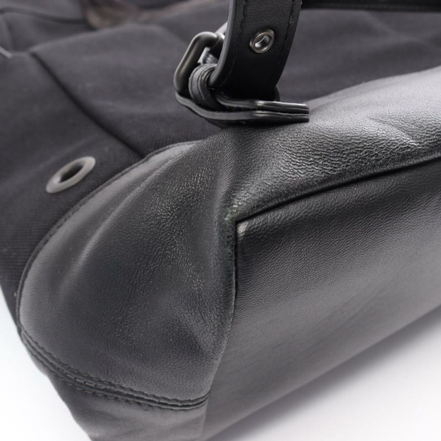 BOTTEGA VENETA Intrecciato 雙肩包帆布皮革黑色灰色二手-13