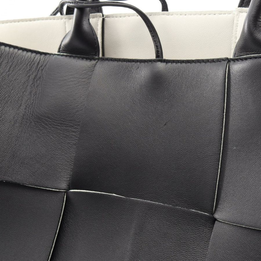 BOTTEGA VENETA Arco Maxi Intrecciato 手提包 652867 皮革 黑色 二手 女式-7
