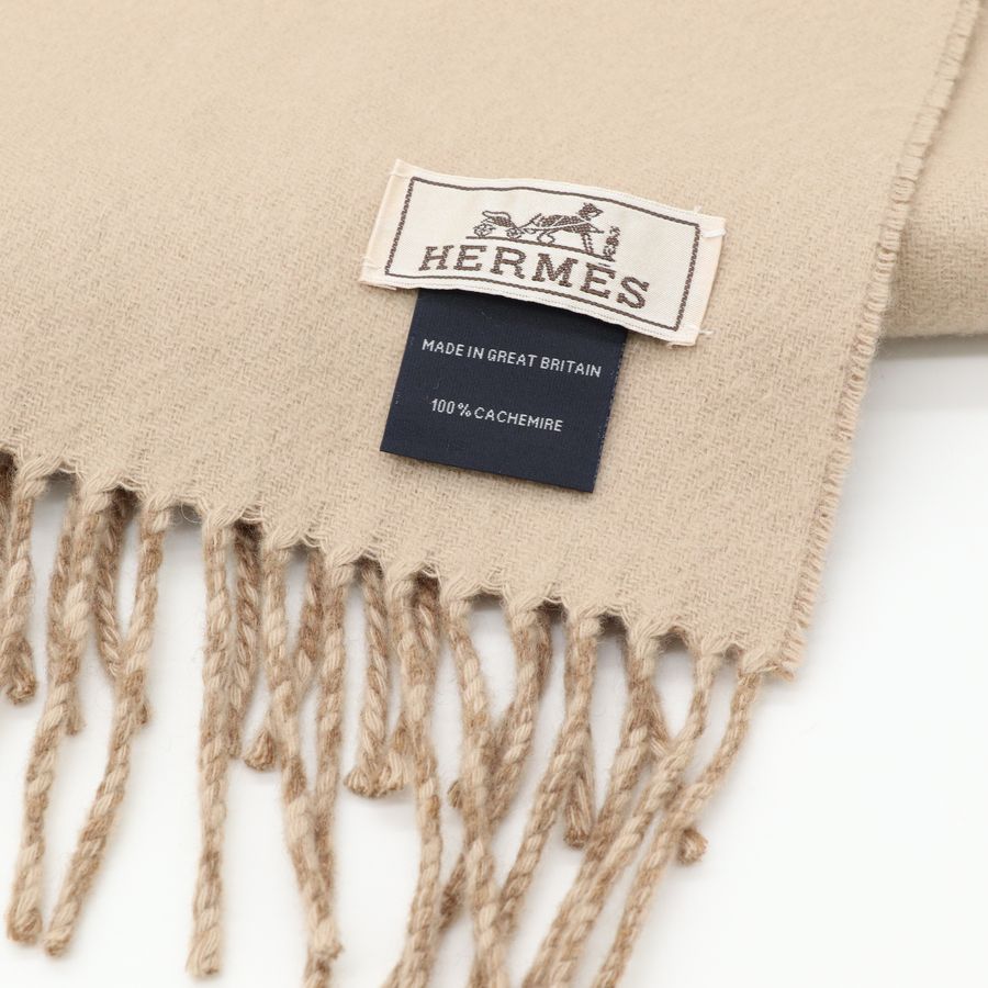 Hermès 愛馬仕 駝色 喀什米爾 雙面圍巾-1