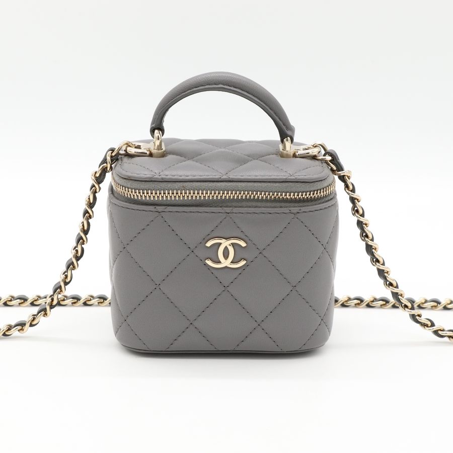 Chanel 香奈兒 Mini Vanity Case 灰色 化妝包 斜背包 鏈條包-2