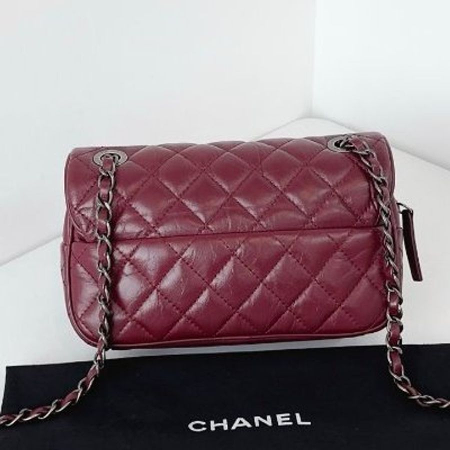 近新品 香奈兒/Chanel Easy Coco大mini 勃第艮紅小牛皮 複古銀扣 鏈條包-6