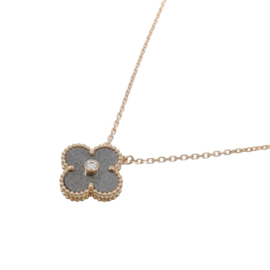 Van Cleef & Arpels 18K玫瑰金Vintage Alhambra 2023 Holiday銀曜石/鑽石項鍊-2