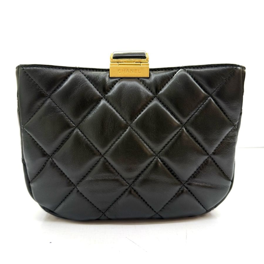 CHANEL 香奈兒 黑色羊皮手提斜背2WAY包 AS3475-1