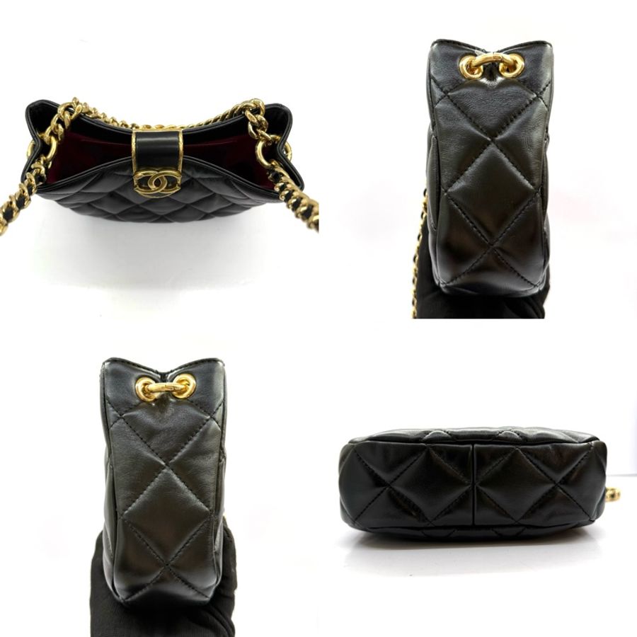 CHANEL 香奈兒 黑色羊皮手提斜背2WAY包 AS3475-3