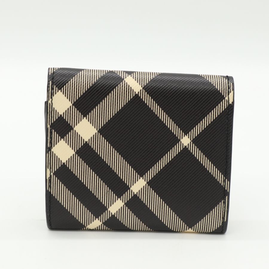 Burberry 黑色格紋 帆布 翻蓋 金扣 零錢包-2
