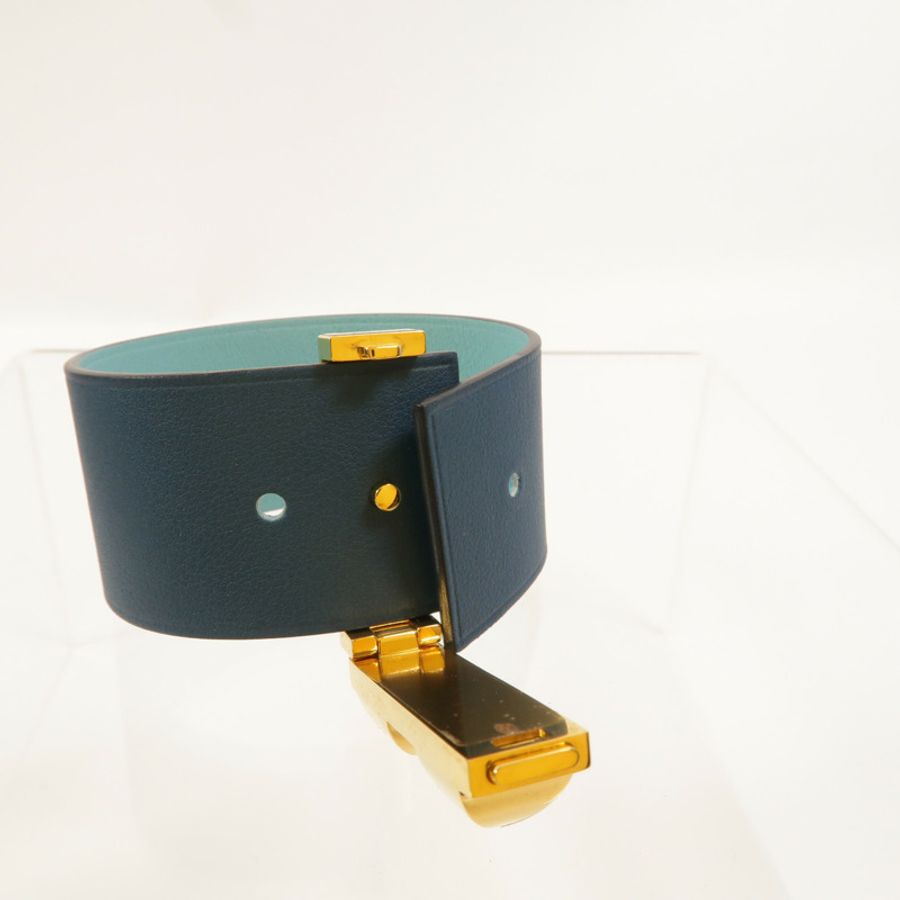 HERMES Swift皮革Collier de Chien PM手鐲Bleu Tie/Ciel-6