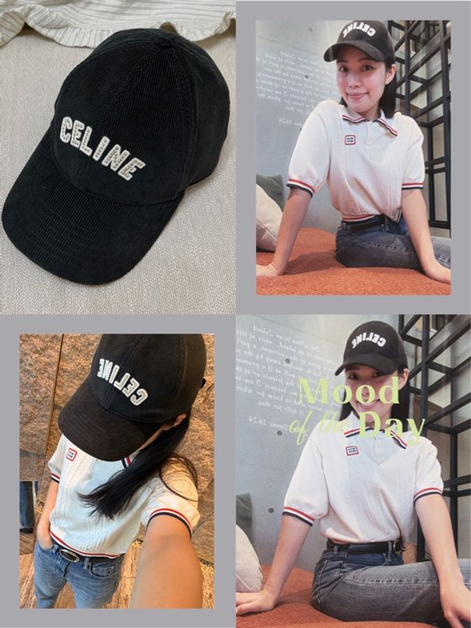 Celine 黑色棒球帽 卯釘字母-0