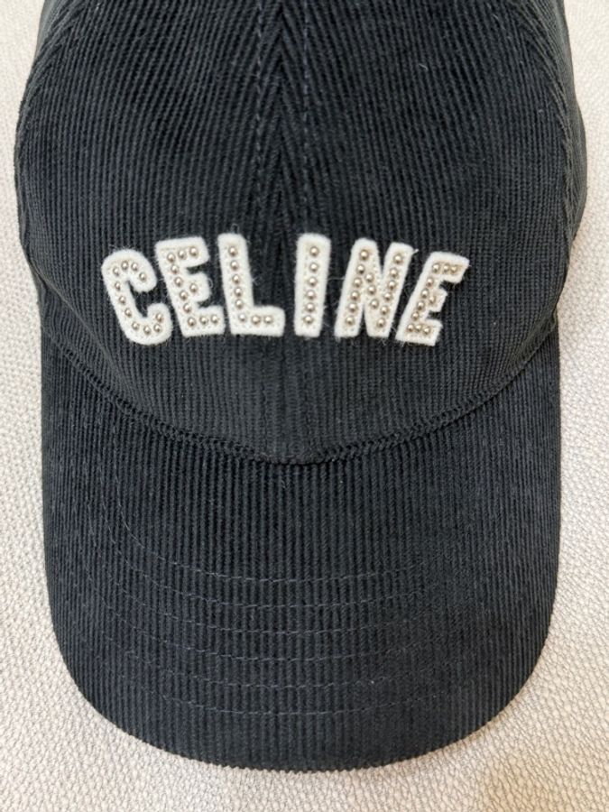 Celine 黑色棒球帽 卯釘字母-2
