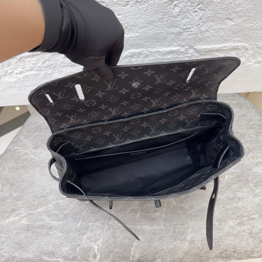Louis Vuitton 路易威登steamer黑武士 經典黑色老花 男士單肩郵差包手提包肩背包斜挎包 皮標加芯片款-5
