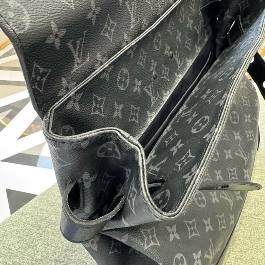 Louis Vuitton 路易威登steamer黑武士 經典黑色老花 男士單肩郵差包手提包肩背包斜挎包 皮標加芯片款-7