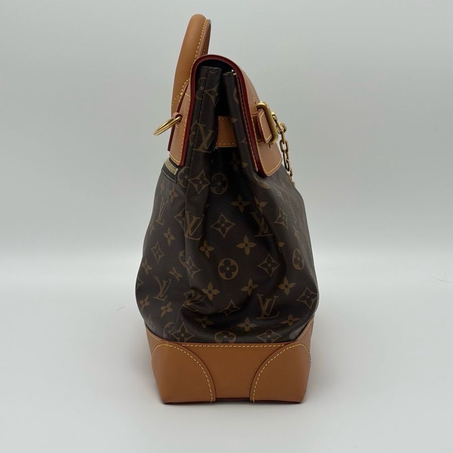 LOUIS VUITTON 路易威登 LV Steamer金色鏈條別針老花 皮革手袋 單肩包手提包斜挎包 棕色-2