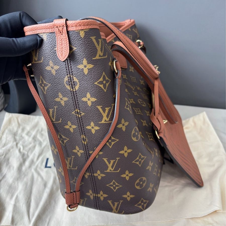 【全新品】Louis Vuitton 路易威登 LV 新款焦糖色雙面neverfull中號 芯片款托特包購物袋-4