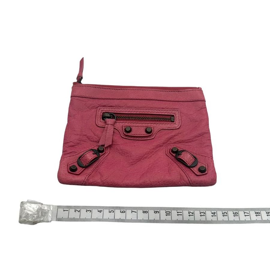 【美收精品】BALENCIAGA 粉紅色仿舊皮革機車風格手拿包 C-757【隔月月中將轉賣至日本 上架期限30天】-11