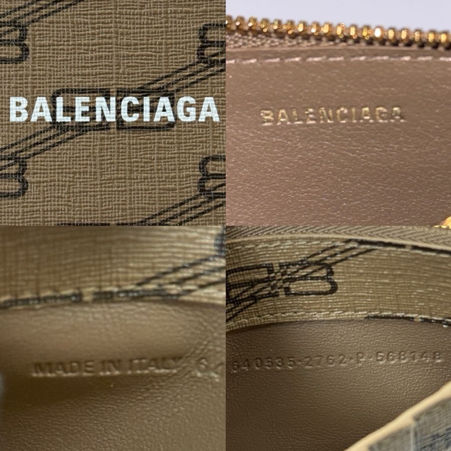 BALENCIAGA 巴黎世家 棕色PVC滿版印花卡夾零錢包 COIN CASE CARD HOLDER 640535-5