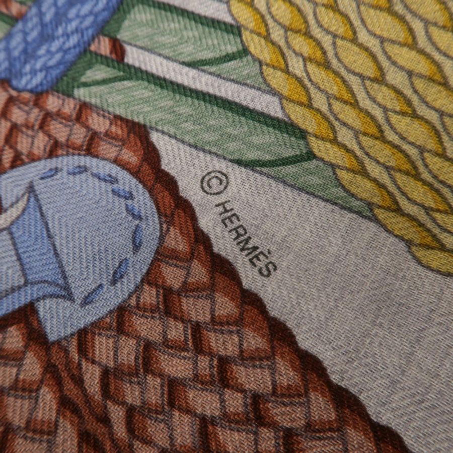 HERMES 絲質/羊絨Scarf 140x140絲巾-5
