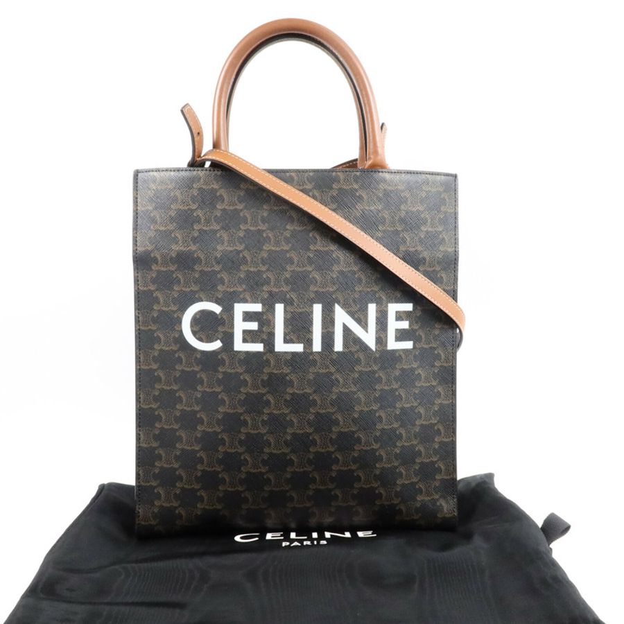 CELINE 塗層帆布Triomphe Cabas Tote Bag手挽肩背兩用袋-7