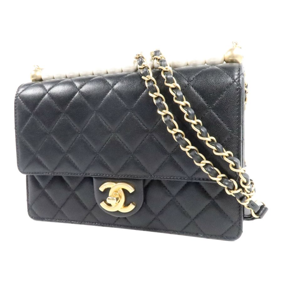 CHANEL 牛皮皮革Pearl Flap Bag鏈帶肩背袋-2