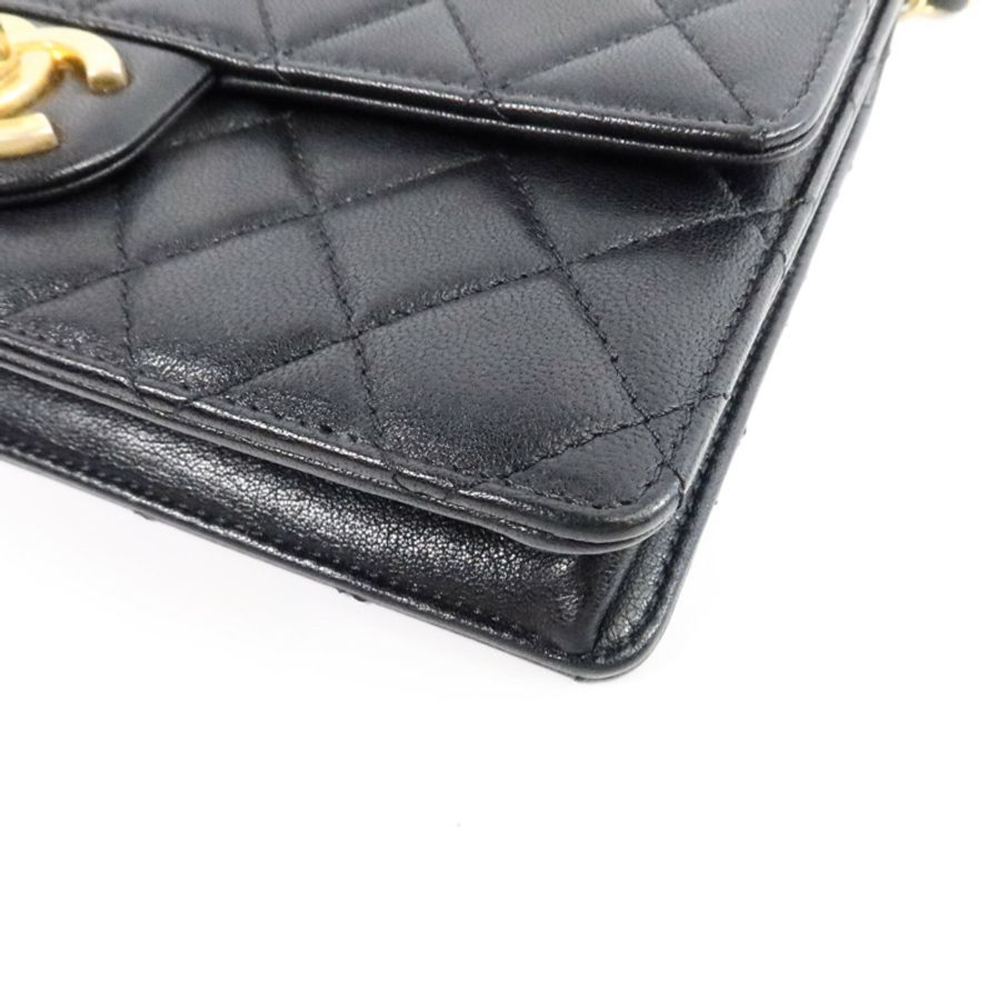 CHANEL 牛皮皮革Pearl Flap Bag鏈帶肩背袋-10