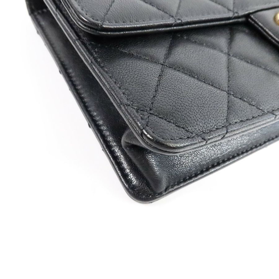 CHANEL 牛皮皮革Pearl Flap Bag鏈帶肩背袋-11
