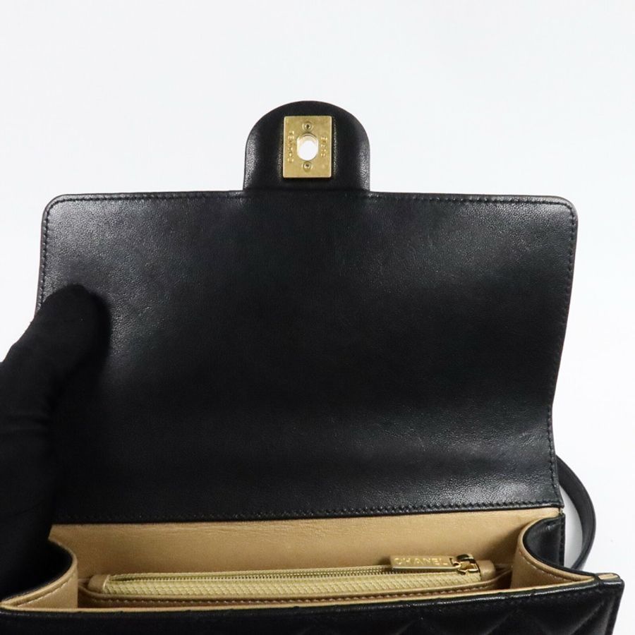 CHANEL 牛皮皮革Pearl Flap Bag鏈帶肩背袋-14