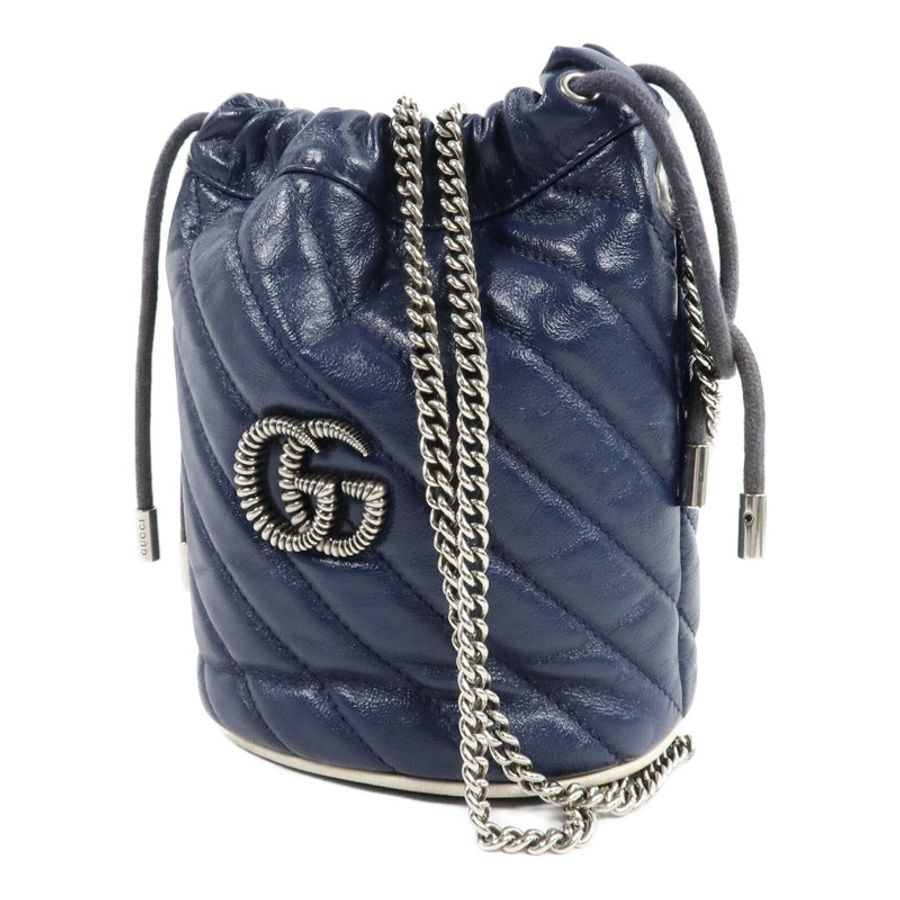 GUCCI 牛皮皮革BB Marmont Bucket鏈帶肩背袋-2