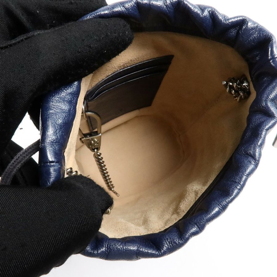 GUCCI 牛皮皮革BB Marmont Bucket鏈帶肩背袋-4