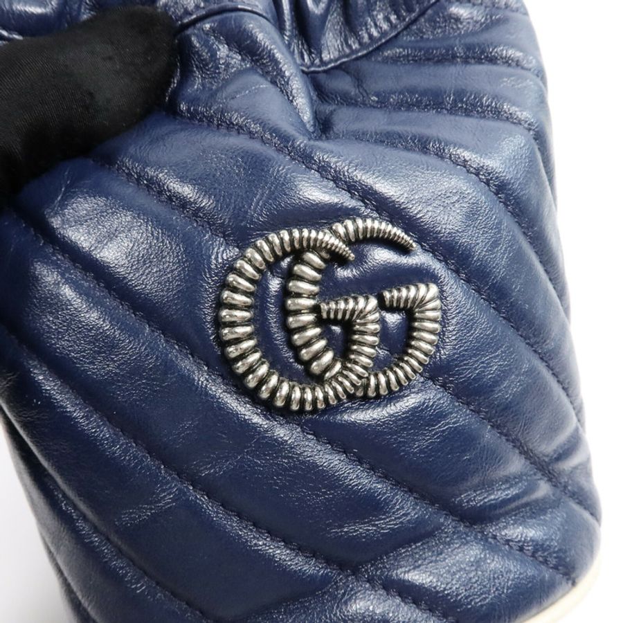 GUCCI 牛皮皮革BB Marmont Bucket鏈帶肩背袋-6