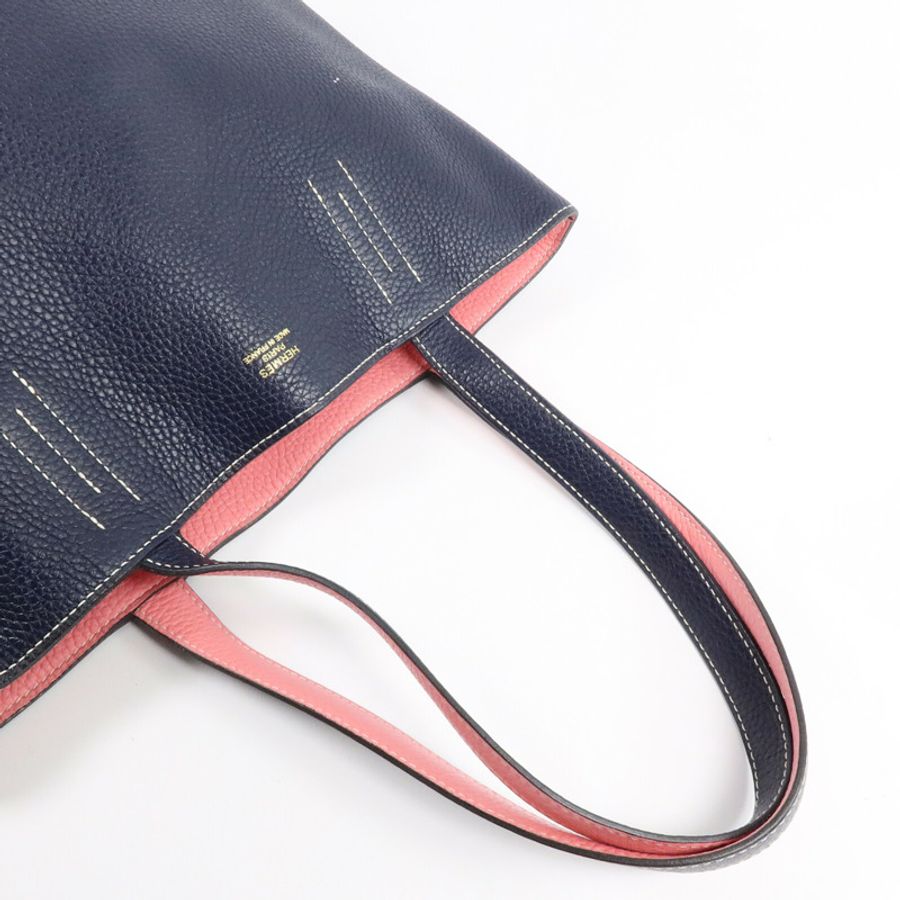 HERMES Clemence皮革Double Sens 28肩背袋/手挽袋Blue Nyui/Azalee-7
