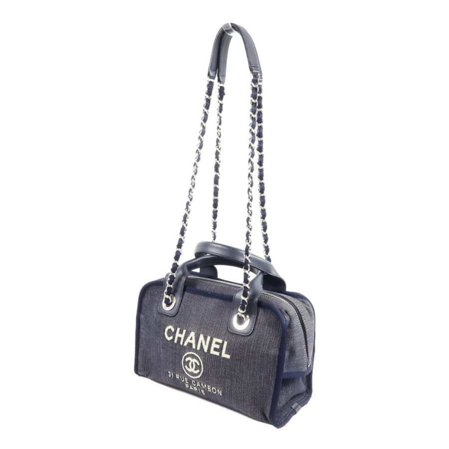 CHANEL 牛仔布Deauville Chain Tote手挽肩背兩用袋-2