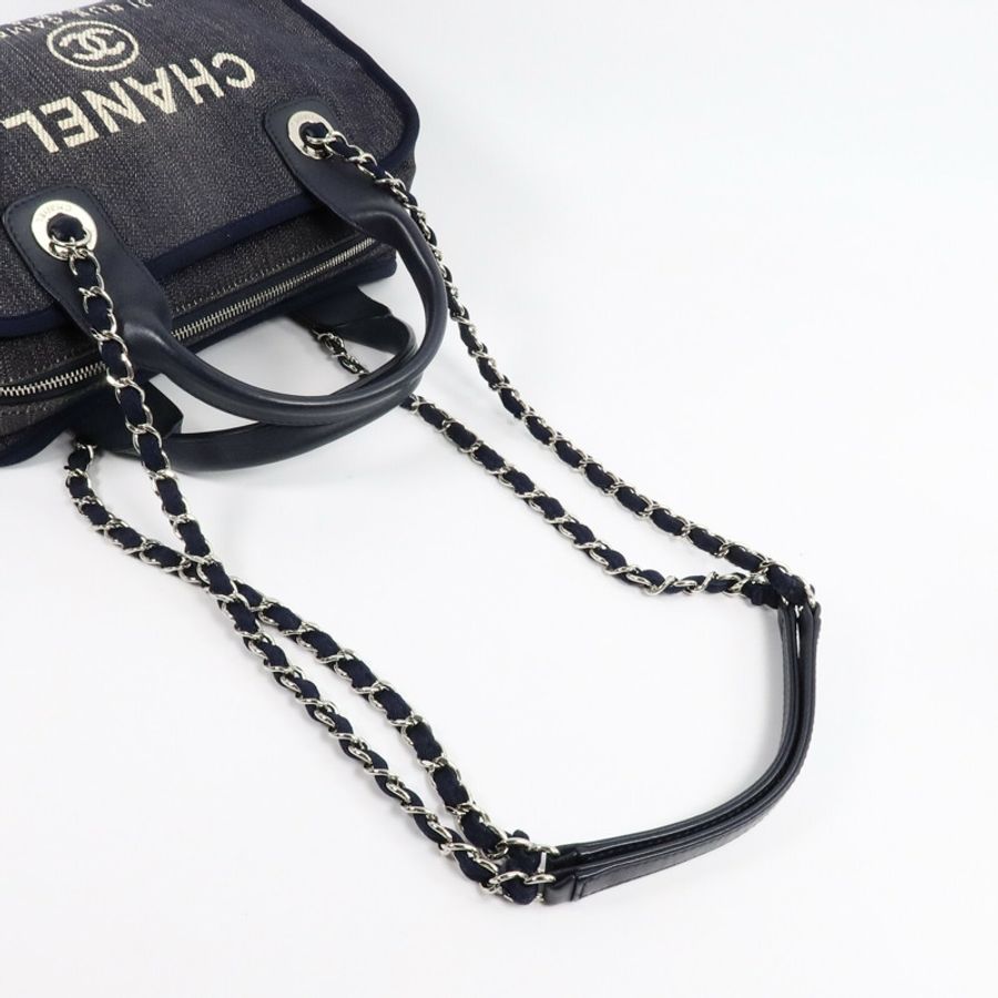 CHANEL 牛仔布Deauville Chain Tote手挽肩背兩用袋-8