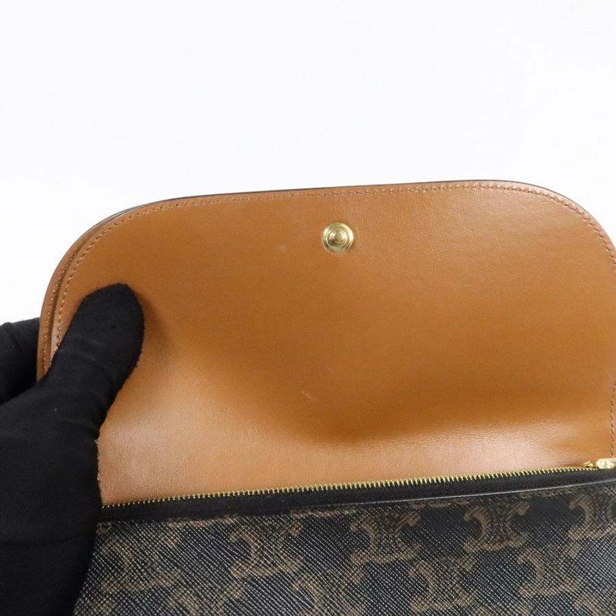 CELINE 塗層帆布Duo Wallet On Strap肩背袋-7
