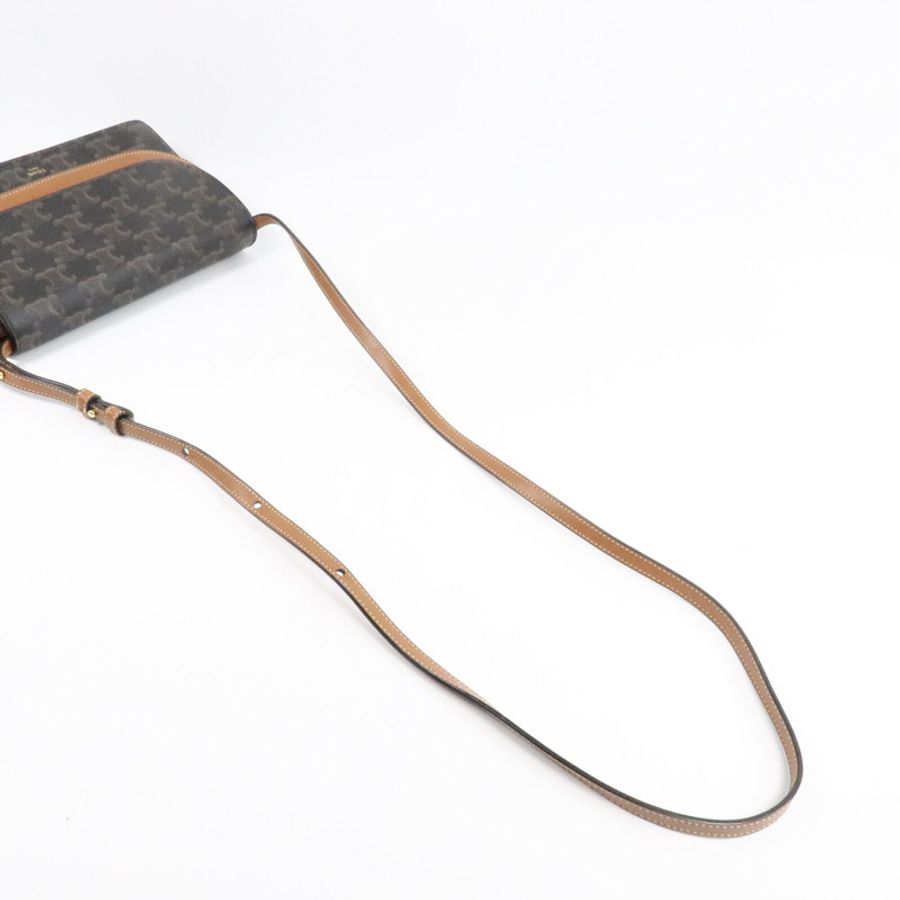 CELINE 塗層帆布Duo Wallet On Strap肩背袋-9