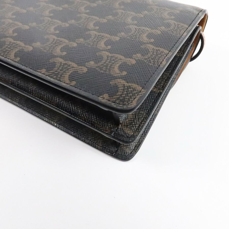 CELINE 塗層帆布Duo Wallet On Strap肩背袋-12